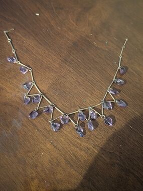 Delicate Amethyst Teardrop Pendant Necklace - Purple